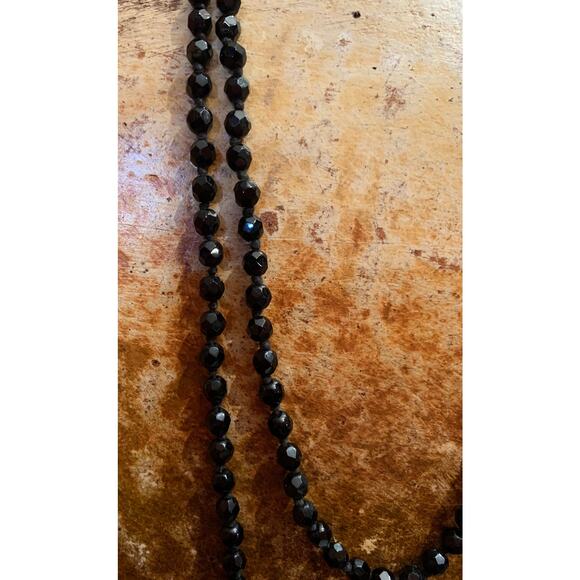 Austrian Crystal Black Long Necklace Vintage - Picture 2 of 6